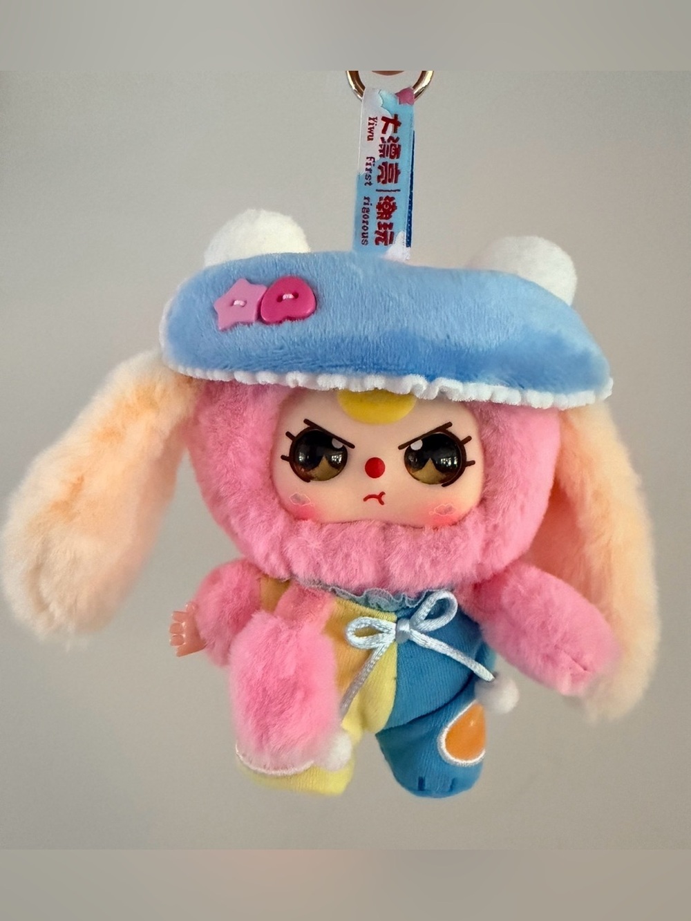 Plush Bunny Character Keychain - Pink & Blue